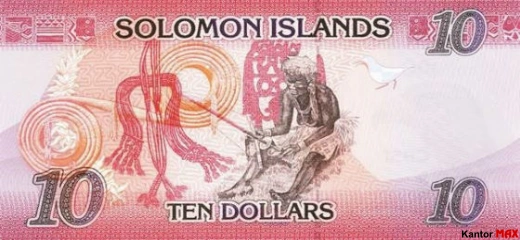Tył banknotu 10 dolarów Wysp Salomona edycja 2017 rok