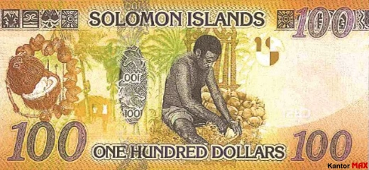 Tył banknotu 100 dolarów Wysp Salomona edycja 2015 rok