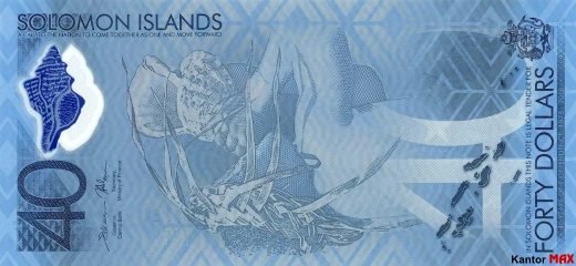 Tył banknotu 40 dolarów Wysp Salomona edycja 2018 rok