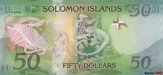 Tył banknotu 50 dolarów Wysp Salomona edycja 2013 rok