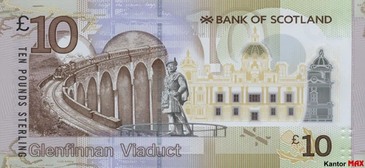 Tył banknotu 10 funtów szkockich : seria Mosty