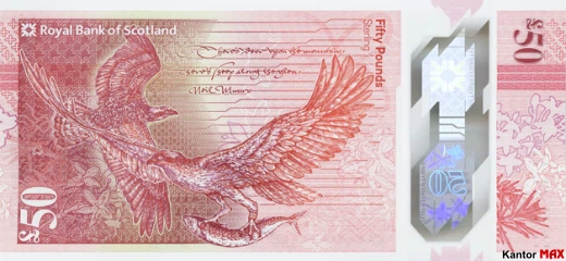 Tył banknotu 50 funtów szkockich seria Tkanina Natury