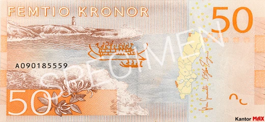 Tył banknotu 50 koron szwedzkich 2015 r.