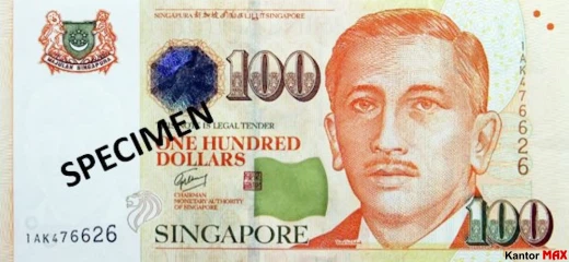 Przód banknotu 100 dolarów singapurskich seria 4