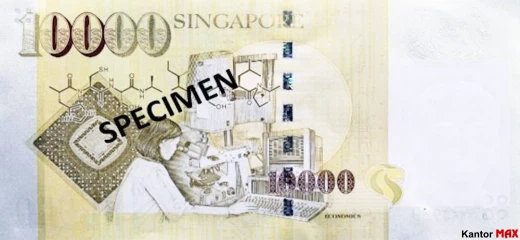 Tył banknotu 10.000 dolarów singapurskich seria 4