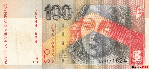 Przód wycofanego banknotu 100 koron słowackich emisja 1996-2004 rok