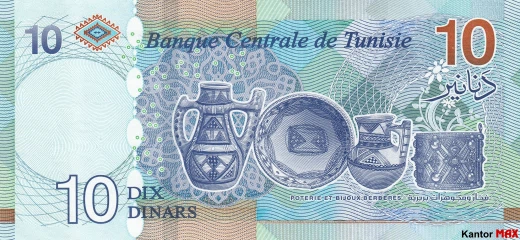 Tył 10 dinarów tunezyjskich z 2020 r.