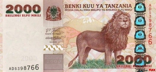 Przód banknotu 2000 szylingów tanzańskich z 2003 roku