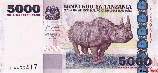 Przód banknotu 5000 szylingów tanzańskich 2003 rok