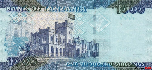 Tył banknotu 1000 szylingów tanzańskich z 2010 roku