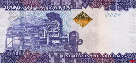 Tył banknotu 5000 szylingów tanzańskich 2010 rok
