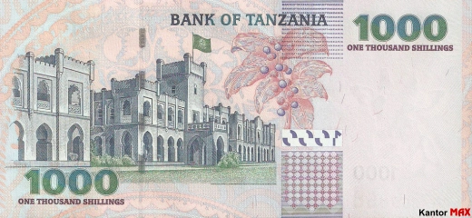 Tył banknotu 1000 szylingów tanzańskich z 2003 roku