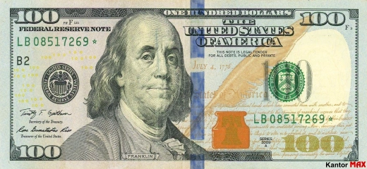 Banknot 100 dolarów USD 2013 rok - przód