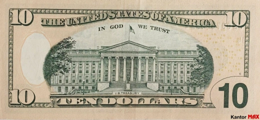 Banknot 10 dolarów USD edycja 2004-2017 rok - tył