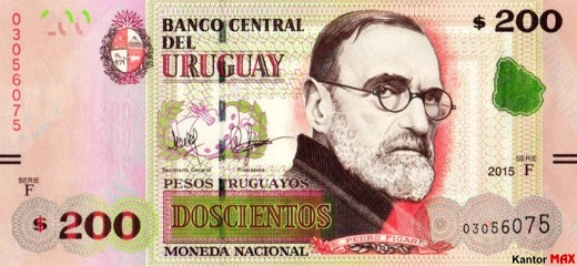 Przód banknotu 200 peso urugwajskie edycja 2015 rok