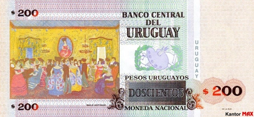 Tył banknotu 200 peso urugwajskie edycja 2011 rok