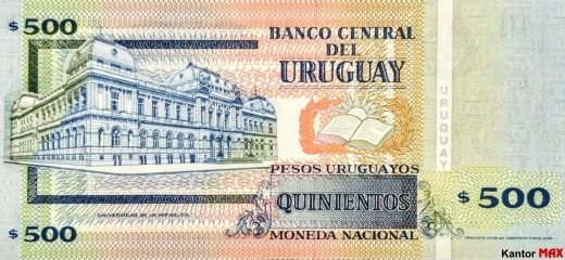 Tył banknotu 500 peso urugwajskie edycja 2006 rok
