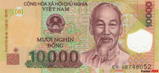Przód banknotu 10.000 dongów wietnamskich edycja 2006-2023 rok