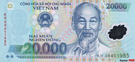 Przód banknotu 20.000 dongów wietnamskich edycja 2006-2022 rok