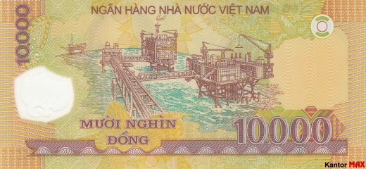 Tył banknotu 10.000 dongów wietnamskich edycja 2006-2023 rok