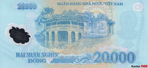 Tył banknotu 20.000 dongów wietnamskich edycja 2006-2022 rok