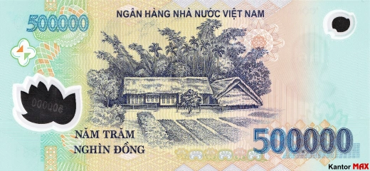 Tył banknotu 500.000 dongów wietnamskich edycja 2003-2021 rok