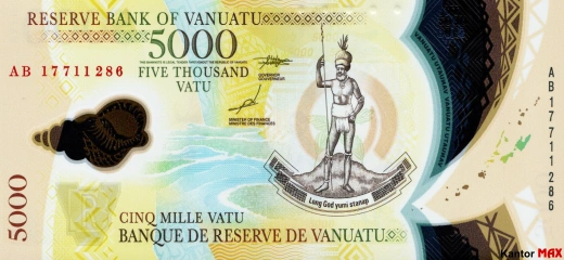 Front of the 5,000 vatu banknote, 2017 edition