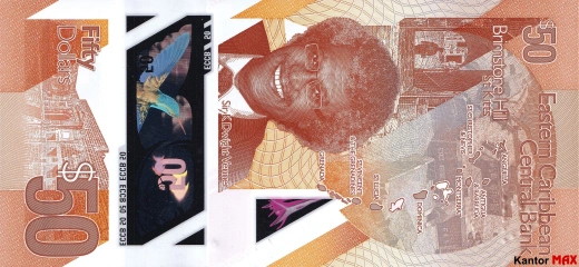 Tył banknotu 50 dolarów Wschodnich Karaibów edycja 2019 rok
