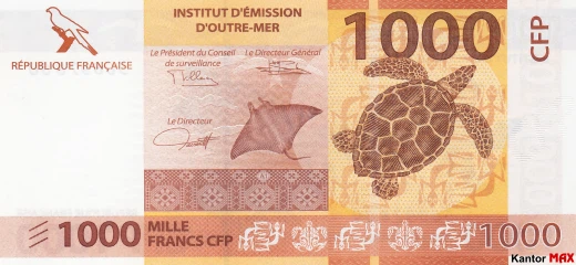 The front of the 1000 CFP franc banknote