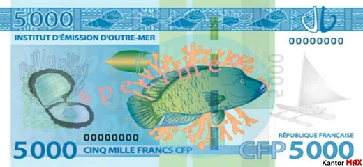 The front of the 5,000 CFP banknote