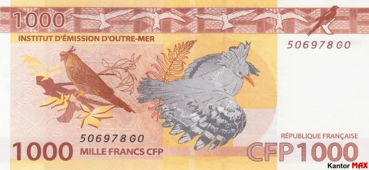 Back of the 1000 CFP franc banknote