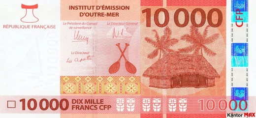 Back of the 10,000 CFP banknote