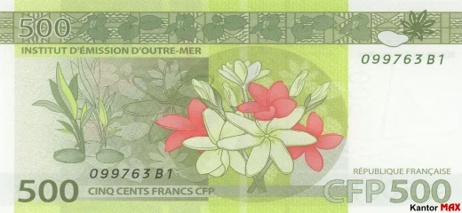 Back of the 1000 CFP franc banknote