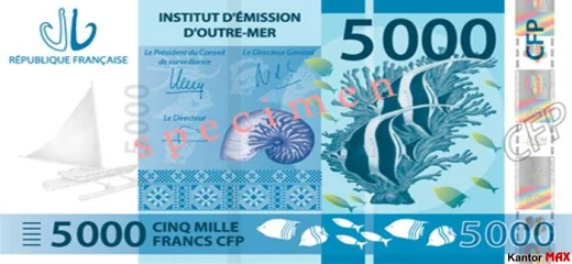 Back of the 5,000 CFP banknote