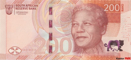 Tył banknotu 200 rand RPA 2023 rok seria 4